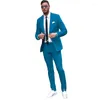 Herenpakken Smart Casual Blue Men Business Slim Fit aangepaste mannelijke blazer met twee knops formele 2 stuks Pak Set Terno Masculine