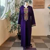 Roupas étnicas roxas abaya dubai túmulo long djelaba femme musulmanes peru islã islâmico vestido hijab africano para mulheres caftan