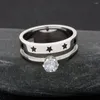 Anillos de racimo TYO moda estrella estampado acero inoxidable cristal piedra dedo joyería regalo para pareja San Valentín gota venta al por mayor