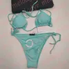 Sexy Bikini Set Bandage Badmode Letter Print Vrouwen Badpak Zomer Bh Zwemkleding