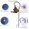 Patio Lawn Garden Decor Outdoor Hanging Kettle Lantern Watering Can Light Metal Retro Lamp Solar LED