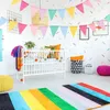 Party Decoration 4m Colorful Jute Linen Banner Pennant Creative Wedding Birthday Decor Collapsible återanvändbar hängande triangel Pull Flag