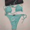 Sexy Bikini Set Bandage Badmode Letter Print Vrouwen Badpak Zomer Bh Zwemkleding