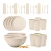 Ensemble de couverts 28 PCS Plastic Sustainable Reutilisable Forks and Spoons Set Set Logo de paille de bl￩ personnalis￩