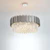 Lampadari Ovale Rotondo Argento Oro Cristallo Dimmerabile LED Lustre Lampadario Illuminazione per interni Apparecchio a sospensione Lampen per sala da pranzo