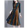 Casual Dresses Dress Women Fashion Ladies Printed Vestidos Elegantes Para Mujer Spring Autumn Clothing Stripe A-Line Robe Femme