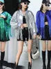 Женские куртки с блестками короткая куртка женщин 2022 Весна Свободное блестящее модное пальто. Персонализированная уличная одежда для ночного клуба Хараджуку