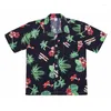 Camisas casuais masculinas Hawaii Hawaii Summer Manga curta Camisa Floral Impressa Hawaiian Seca Quick Secy Pink Pink Holiday Beach