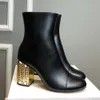 2022 Designer Boots Land Boots Martin Snow Crafted Black Leather Luxury High Heel Ankle Women Booties