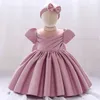 Girl Dresses Borns Toddler Clothing Baptism Princess Party Costume Baby Clothes Pageant Big Bow 1st Birthday Dress For Short Sleeve