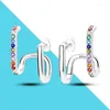 Boucles d'oreilles cerceau de luxe couleur Zircon femmes mode Double pont boucle d'oreille couleur argent bijoux cadeau pour amoureux femmes amis