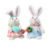 P￥skfest kanin leksaker s￶ta lysande stativ kanin docka med ￤gg/morot i hand hemmakontor bord dekoration barn v￥rg￥vor
