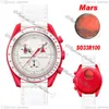 Bioceramic Moonswatch Swiss Quqrtz Chronograph Mens Watch SO33R100 Mission to Mars 42mm Real Fiery Red Ceramic White Dial Nylon Wi266R