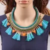 Ketting Oorbellen Set Verklaring Sieraden 2023 Dames Mode Garen Kwastje Hanger Chunky Choker Touw Ketting Groene Kleur