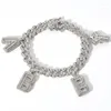 Charm Armband 7 "-9" Anpassade bokstäver Namn Anklet Bling Iced Out 9mm Cuban Link Chain for Women Män unisex hiphop Rapper smycken