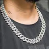 Chains 19mm Two Rows Prong Cuban Link Choker Full Iced Out Chain Dad Jewelry