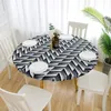 Table Cloth Waterproof Non-Slip Round Elastic Tablecloth Classic Pattern Cover Oil-Proof Kitchen Catering Protector