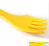 FLATWOY 3 I 1 Spoon Fork Cutter Travel Camping Vandring Picknickredskap Plastiska sporkkombinationer Tresing Gadget Cutsly Table Seary