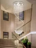 Lâmpadas pendentes de escada giratória Restaurante Restaurante Villa Duplex Construção simples Personalidade simples transcendeu o cristal longo