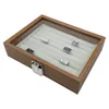 Wooden Craft Skylight Jewelry Display Box Natural Wood Gift Box Square With Lid Souvenir Boxes A348