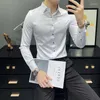 القمصان غير الرسمية للرجال القميص البريطاني Chemise Homme Manche Longue de Luxe Business Slim Fit Button Button Men Party Prom Wear Tuxedo Shirt