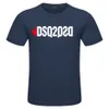 DSQ2 Bomull twill tyg mäns sommar nya bokstav trycker avslappnad kort ärm rund hals t-shirt män