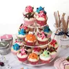 Bakgereedschap 3 Tier Cupcake Stand Acryl Glass Round Cake Holders Dessert Tea Party Serving Platter Candy Bar