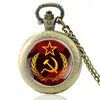 Montres de poche Vintage Bronze Classique Russie Soviétique Faucille Marteau Montre À Quartz Rétro Hommes Femmes CCCP Pendentif Collier