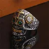 Cluster Rings Fashion Stainless Steel Ring Gold Color Cross Skull Titanium Punk Style Cool Men Finger