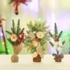 Decoraciones navideñas 25CM Adornos Escritorio Ventana Mini Árbol Decoración Planta en maceta Festival Escena