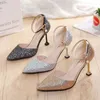 Sandals Shoes Women Slippers Red Sequin High Women's Women 2022 Summer Button Sandales Fems