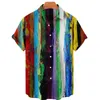 Camicie casual da uomo 2022 Camicia hawaiana fresca estiva Stampa a righe colorate Maniche corte giornaliere da uomo Top traspiranti leggeri 5xl