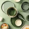 Zestawy naczyń obiadowych Osobowość gospodarstwa domowego Kreatywna miska ryżowa i zestaw talerzy proste ceramiczne zastawa stołowa czyste kolorowe miski zupa z zupą danie główne