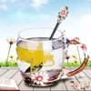 Mugs Enamel Color Water Cup Flower Teacup Set Glass Korean Crystal Milk European Coffee Lover Gift