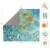 Table Mats Kitchen Dish Drying Mat Blue And Golden Abstract Liquid Marble Background Washable Counter Pad Absorbent Drainer