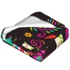 Cobertores cobertores de flanela dia de muertos leve lavagem mecânica fino arremesso macio no sofá -cama Travel Patchwork