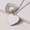 Sublimation Heart Shaped Hollow Necklace Party Favor Alloy LOVE Jewelry Pendant with Flat Chain Romantic Valentine Day Wholesale