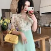 Abiti Casual Abito monopezzo Coreano manica corta sottile elegante donna Vintage stampato floreale abito Midi ufficio femminile estate 2022