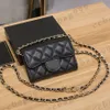 2022 Mini Coins Purses With Chain Crossbody Bags Cowhide Flap Designer Wallets Classic Quilted Womens Small Card Holder Waist Bag Luxuries Handbags 11.3x7.5x2.1