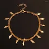 Anklets Plant Bangles Anklet Women Layered Bracelets Beads Fashion Tassel Chain Wedding Hand Gold Color Elegant Korean Alloy Bransoletka