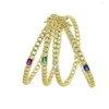 Bangle Gold Color Trendy European Women Jewelry Colorful CZ Bracelet 2023 Cuban Link Chain Band