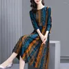 Abiti casual Abito Donna Moda Donna Stampato Vestidos Elegantes Para Mujer Primavera Autunno Abbigliamento Stripe A-LINE Robe Femme