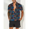 Mannen Casual Shirts 2022 Zomer Heren Ademende Hawaiiaanse Etnische Stijl Print Vintage Korte Mouw Streetwear Mannen Beach Button Up shirt 5XL