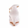 Kobiety białe cyrkodone koronkowe buty ślubne kliny 8 cm na obcasie kostka