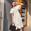 Casual Kleider 2022 Sommer Unregelmäßige Knospe Hülse Weißes Kleid Für Frauen Vintage Elegante Party Robe Mode Mid-länge Damen kleidung