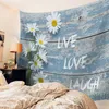 Tapestries Daisy Bloem houten textuur bedrukt grote tapijt hippie muur hangende boho room art decor esthetische matten plaatdeken