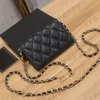 2022 Mini Coins Purses With Chain Crossbody Bags Cowhide Flap Designer Wallets Classic Quilted Womens Small Card Holder Waist Bag Luxuries Handbags 11.3x7.5x2.1