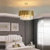 Lustres LED Moderne Ovale Rond Dimmable Cristal Or Lustre Lustre Éclairage Intérieur Suspension Luminaire Lampen Pour Salle À Manger