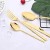 Conjuntos de utensílios de jantar de aço inoxidável cozinha de talheres de aço inoxidável Conjunto de colher de 6/30pcs de talheres de talheres de mesa de ouro verdes talheres espelhados