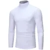 Vente en gros hommes chemises décontractées mince basique col roulé à manches longues T-Shirts polaire tricoté pull haut